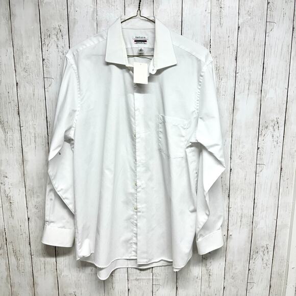 Van Heusen Shirt Men Size 17 34/36 Regular Fitting White Flex Collar Button Down - Picture 1 of 4